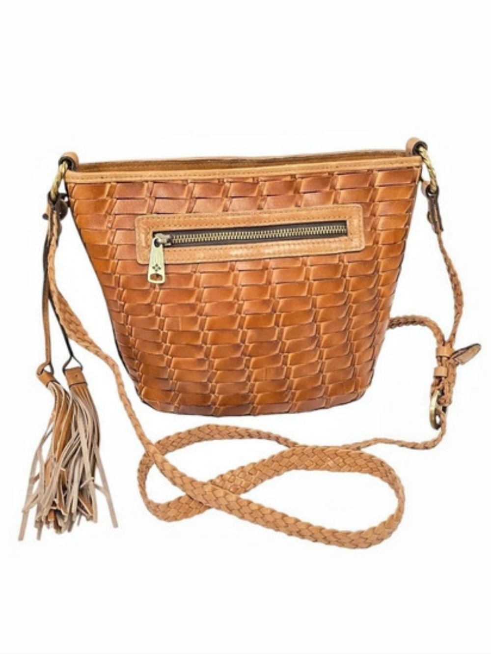 Patricia Nash Woven Leather Crossbody Bag in Brown